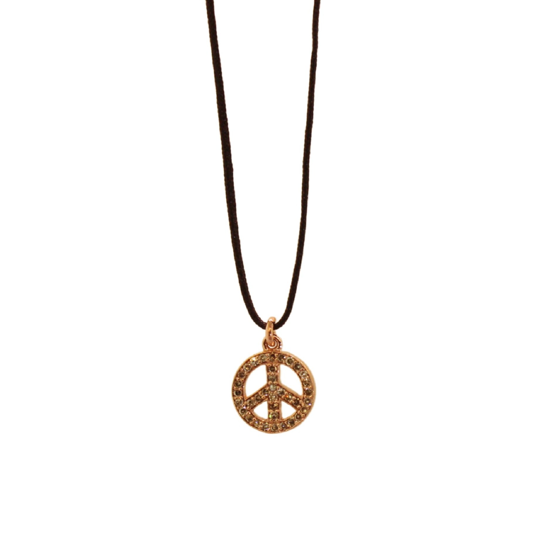 Double Sided Pave Diamond Peace Sign Necklace