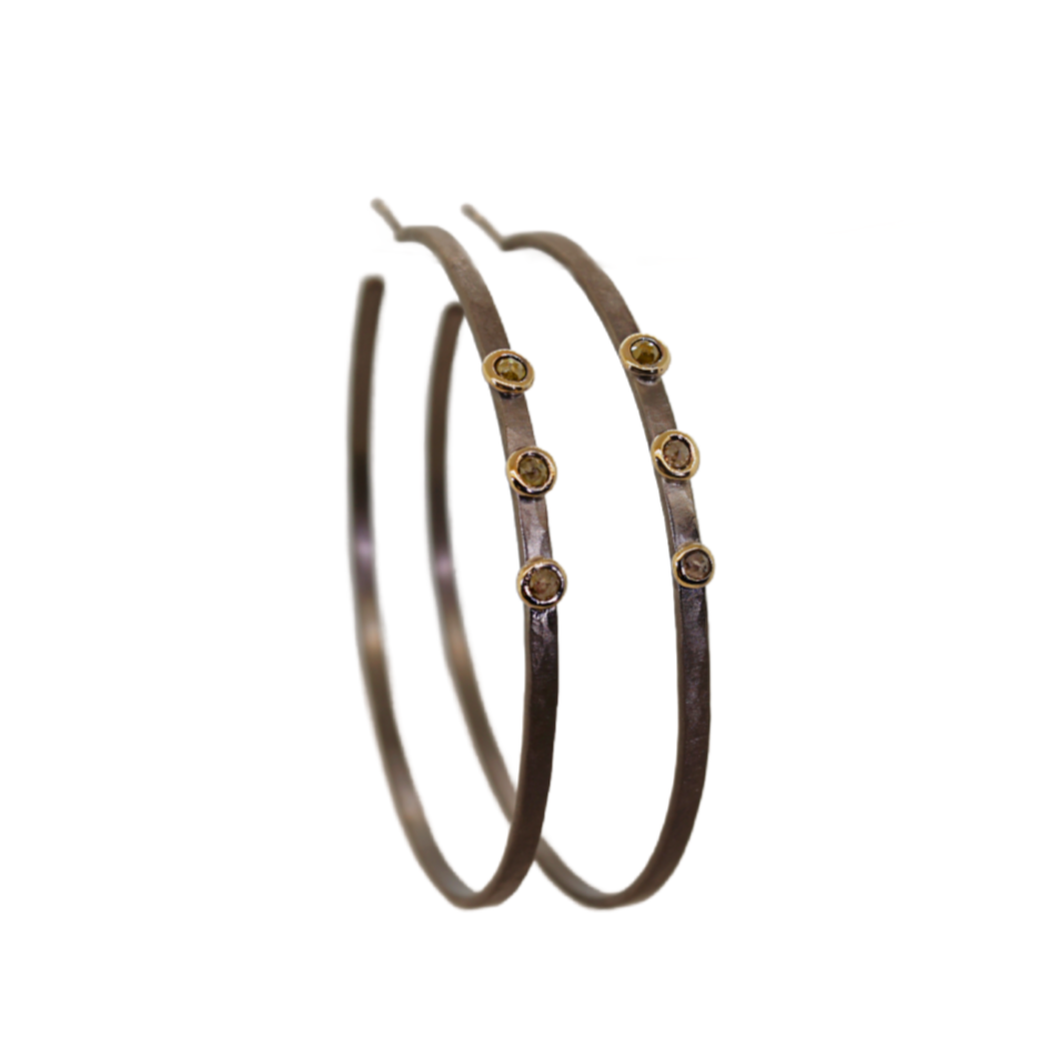 Raw Diamond Open Hoops