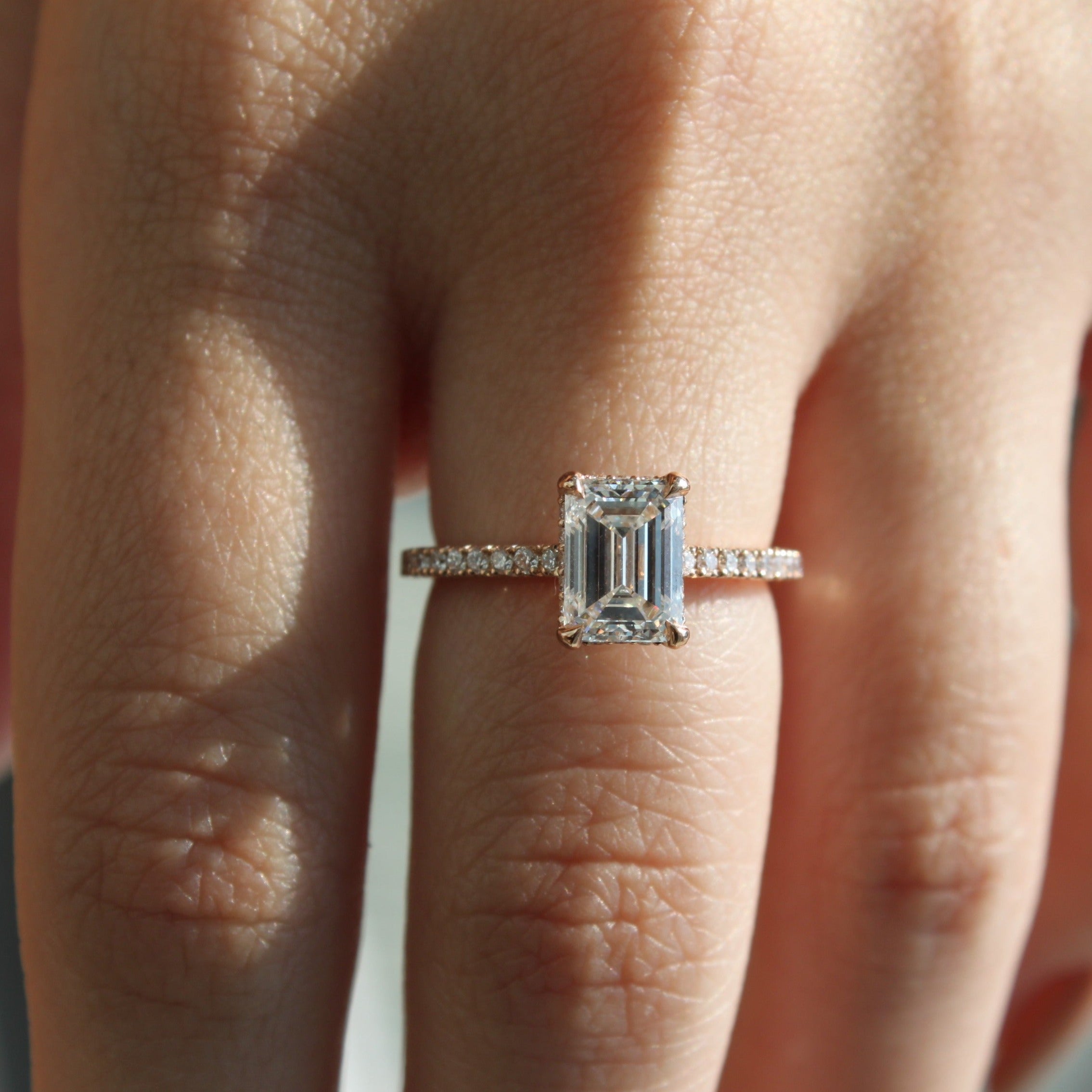 Sparkling Emerald Cut Engagement Ring