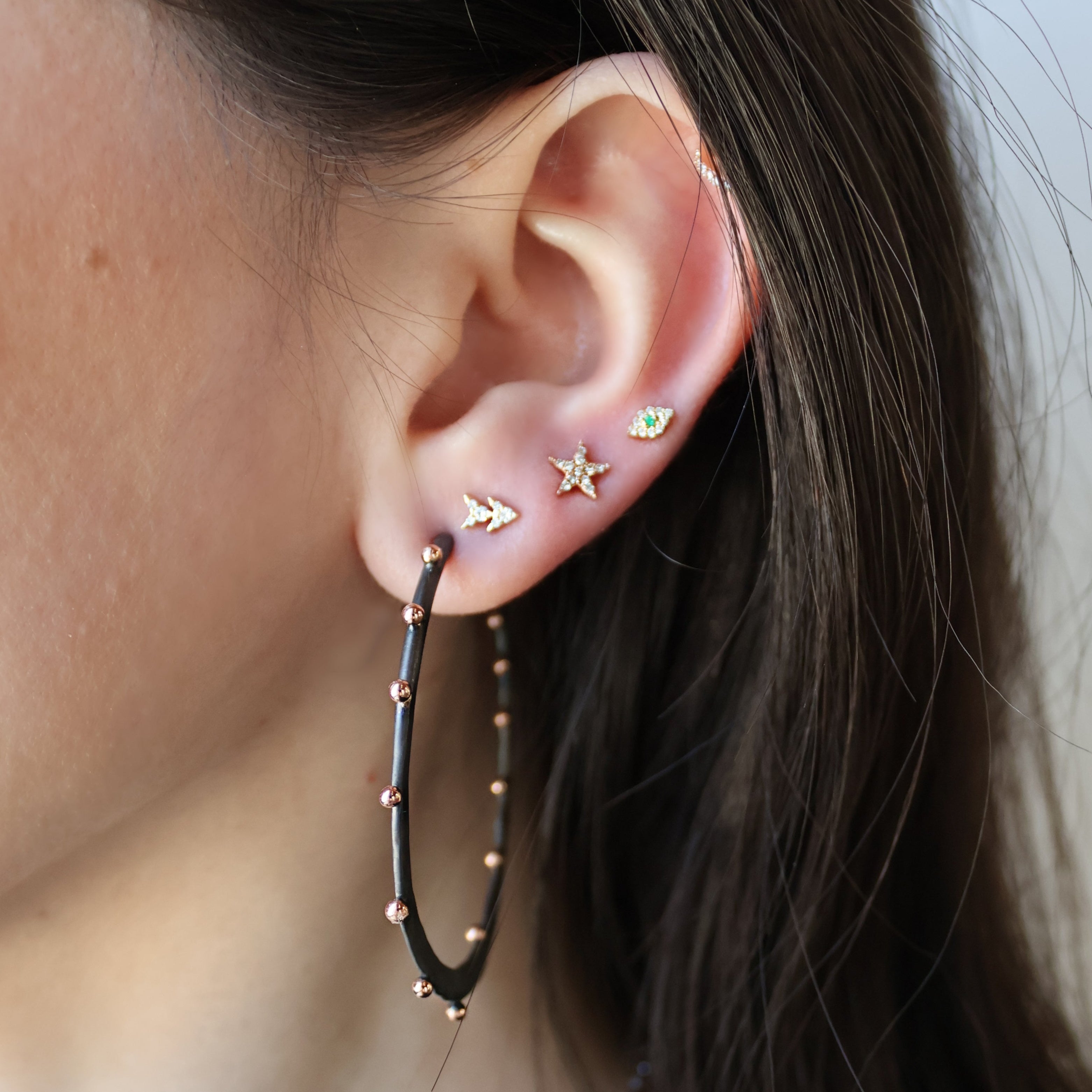 Inside Out Rose Gold Studded Hoop Earrings