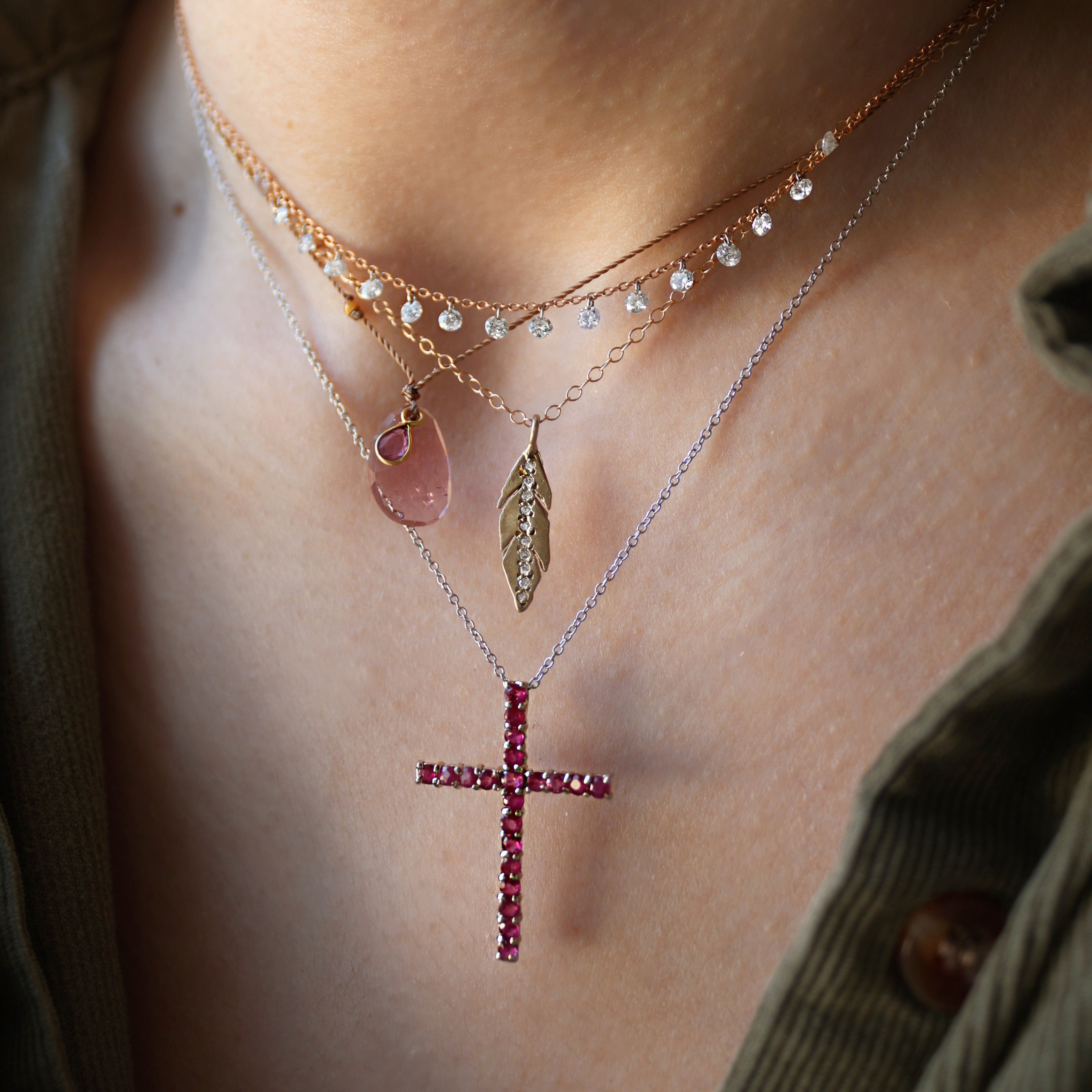 Ruby Cross Necklace