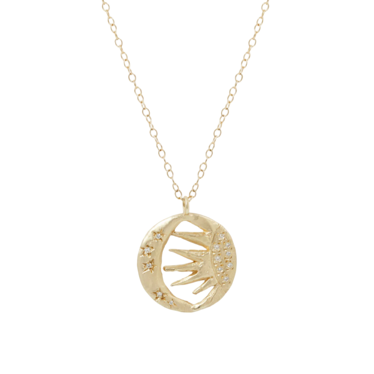 14K Sunbeam + Moon Necklace