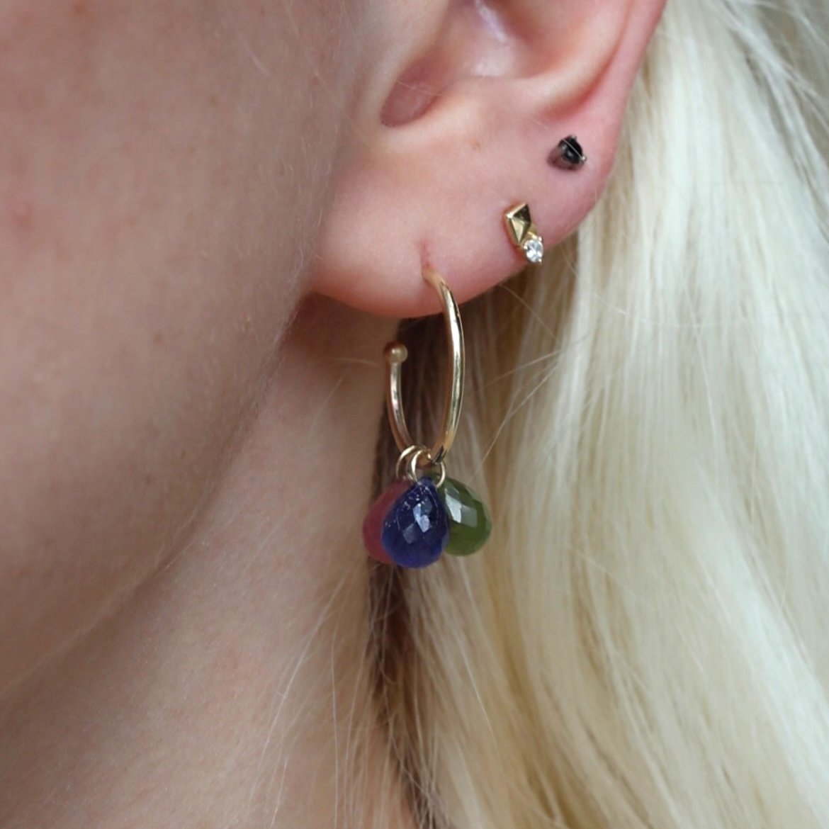 Sapphire Dangle Hoops