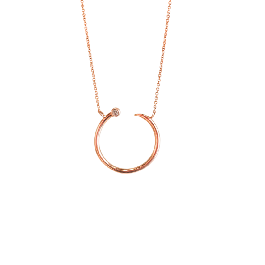 Rose Gold Open Circle Diamond Necklace