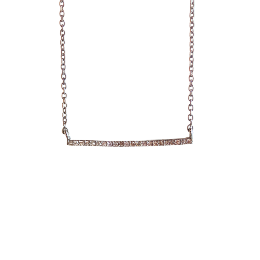 Sterling Silver Single Bar Daimond Necklace