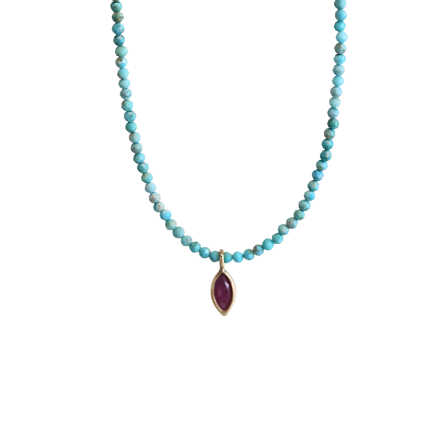 Turquoise & Marquise Ruby Pendant Necklace