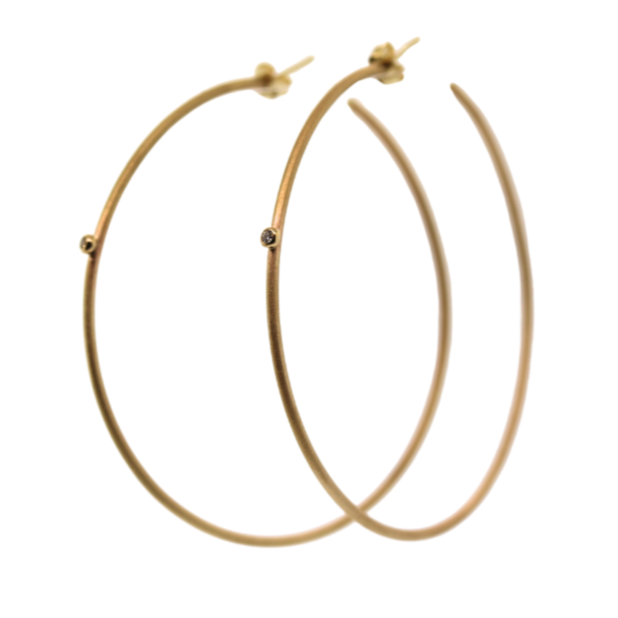 Yellow Gold & Bezel Set Diamond Hoops