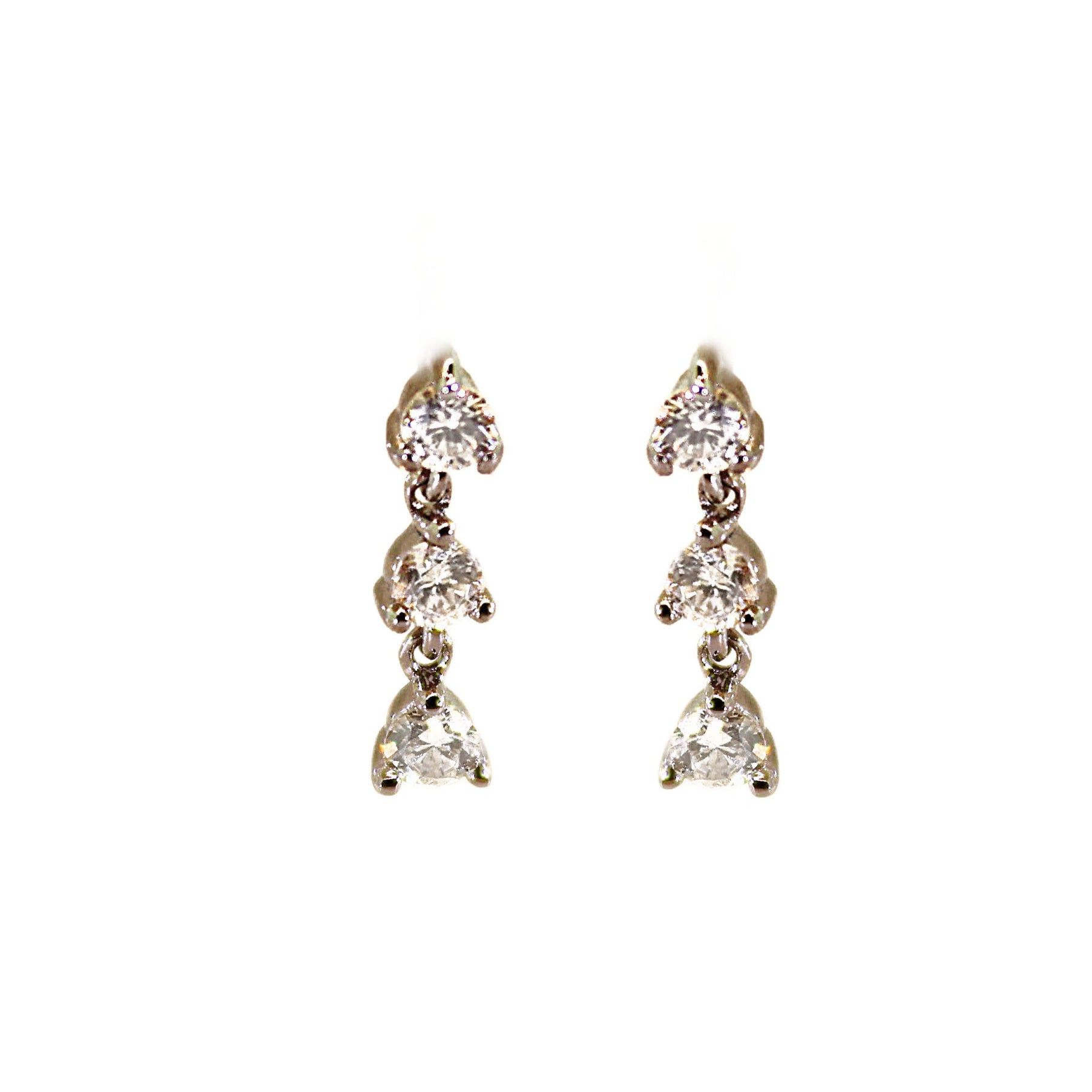 Silver Diamond Dangle Earrings