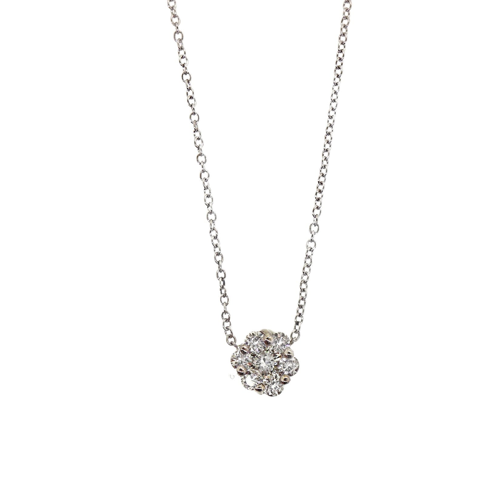 White Gold Small Diamond Pendant Necklace