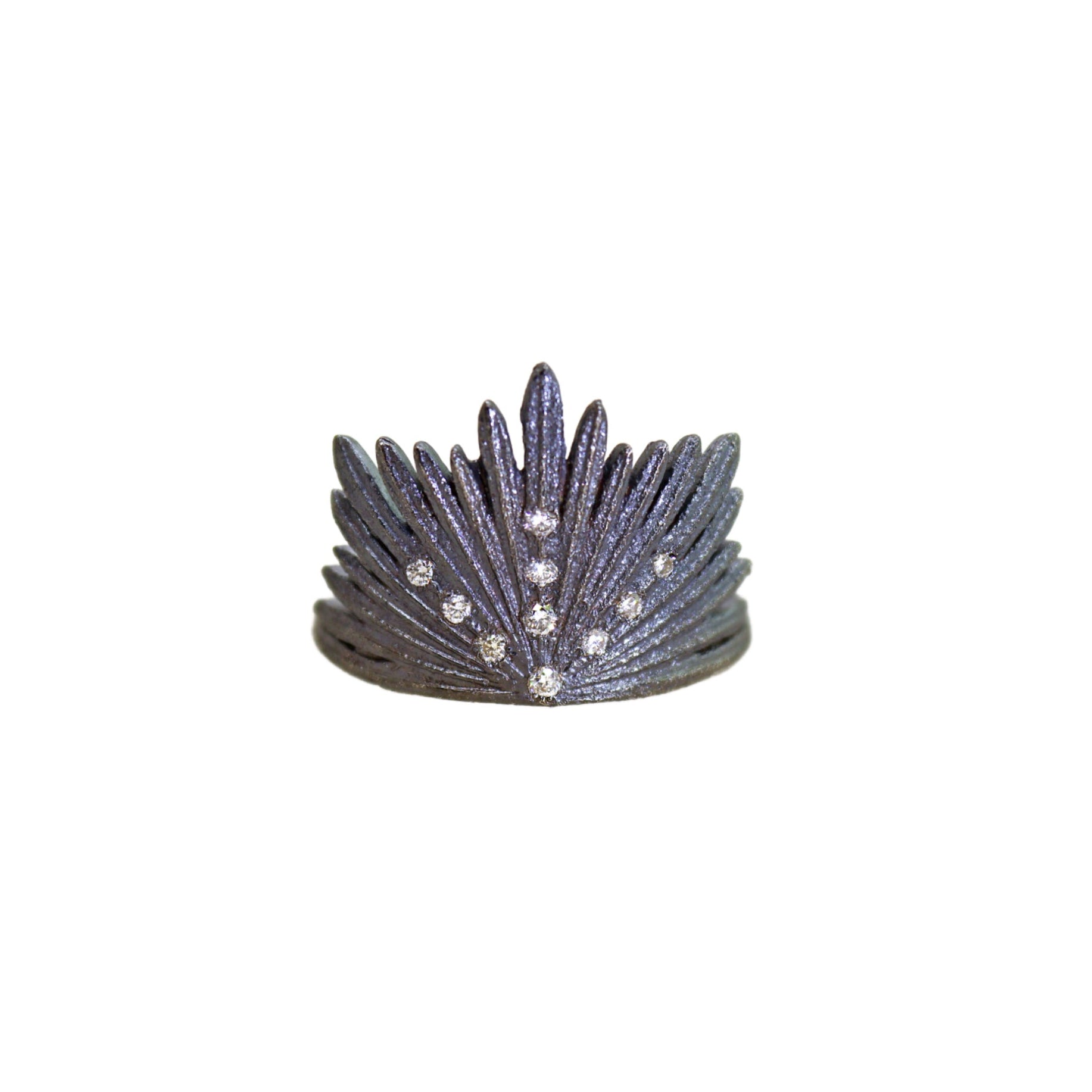 Oxidized Silver & Diamond Crown Ring