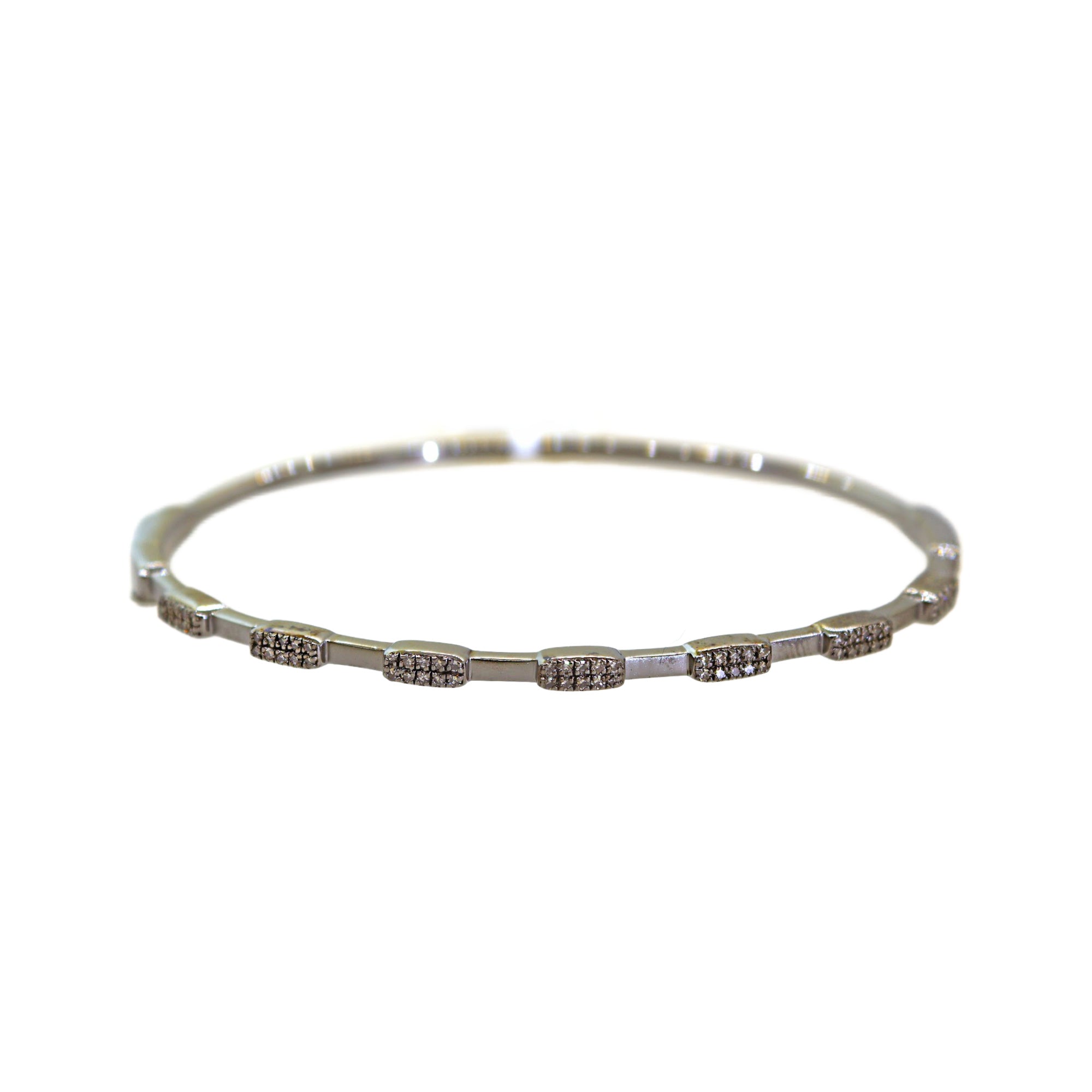 Silver Matte Alternating Diamond Bars Bangle Bracelet