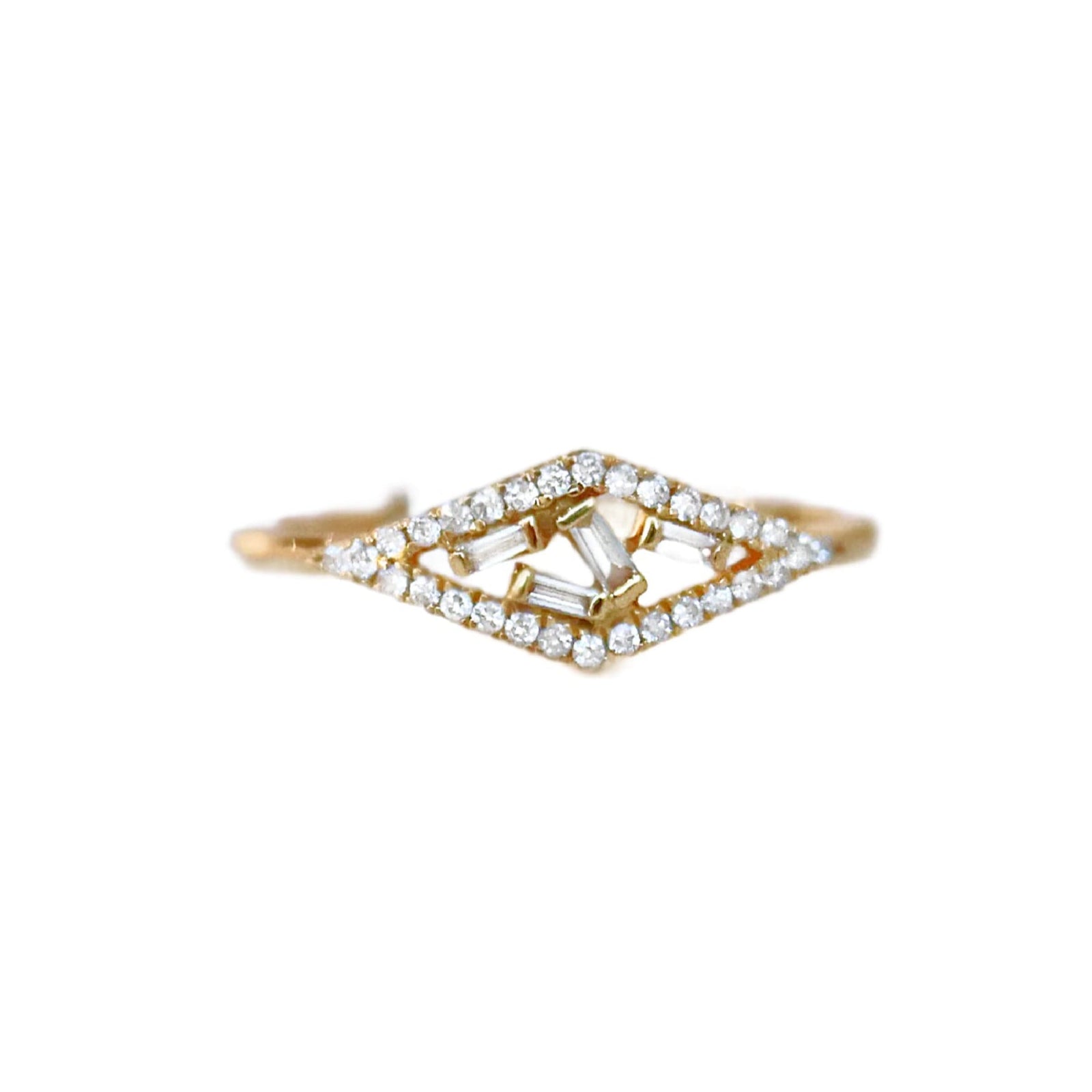 18KY Floating Baguette Diamond Ring