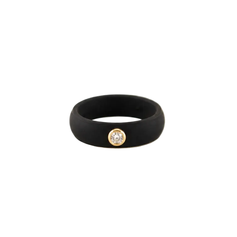 Medium Single Diamond Band - Black