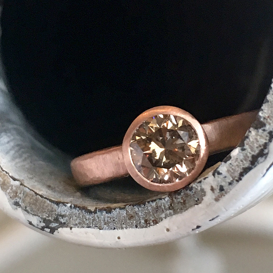 Champagne Diamond and Rose Gold Engagement Ring