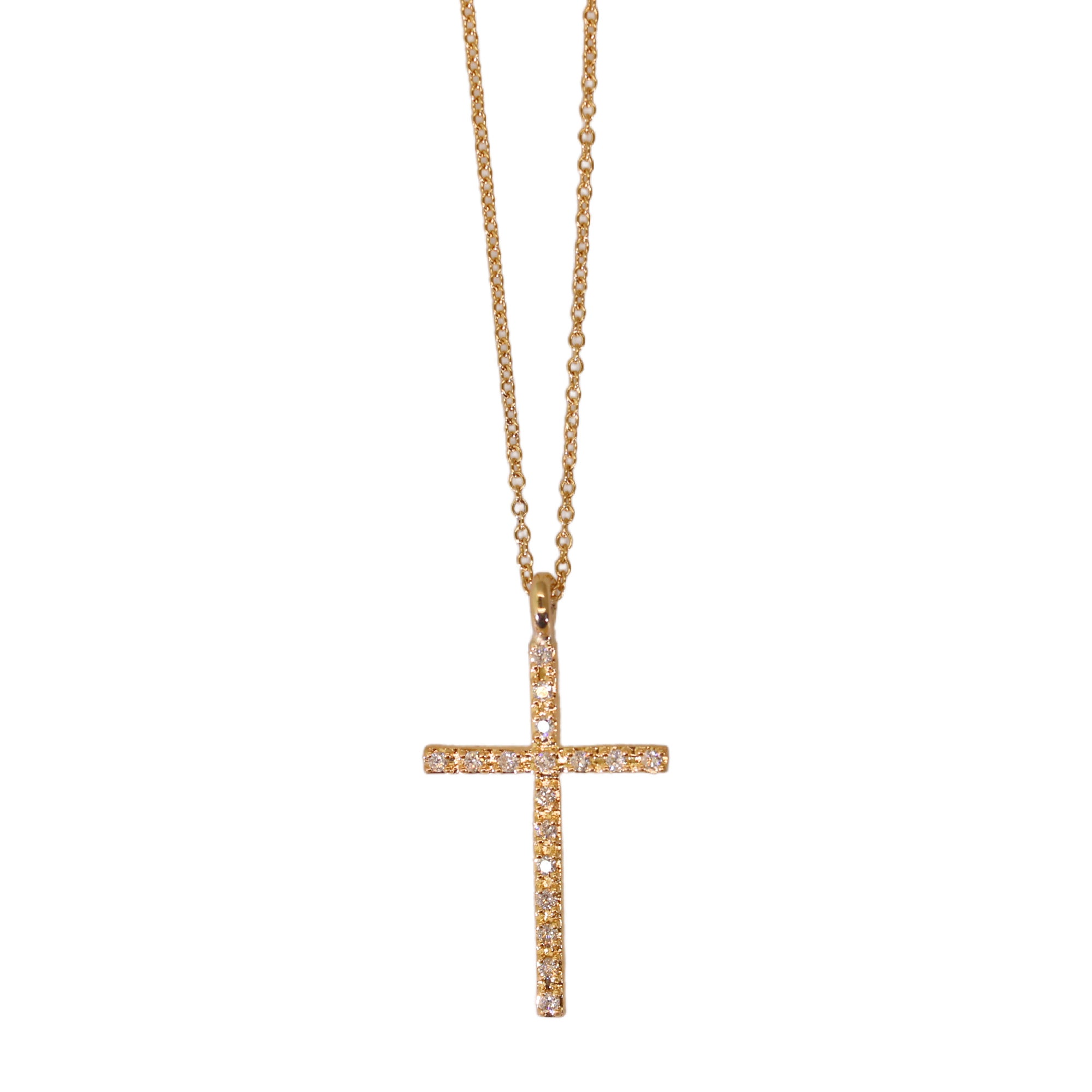 Yellow Gold Diamond Cross Necklace