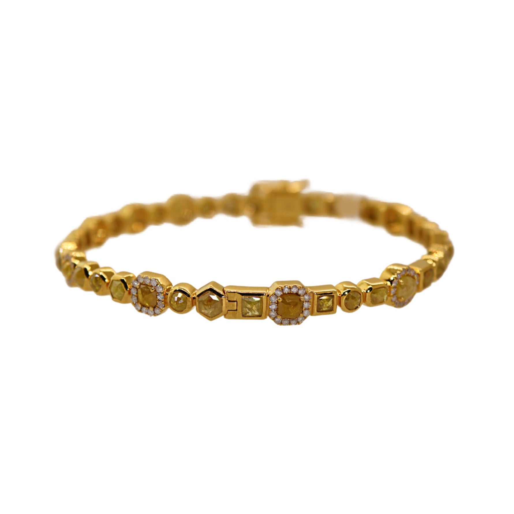 Yellow Gold Mix Shaped Raw Diamond Bracelet