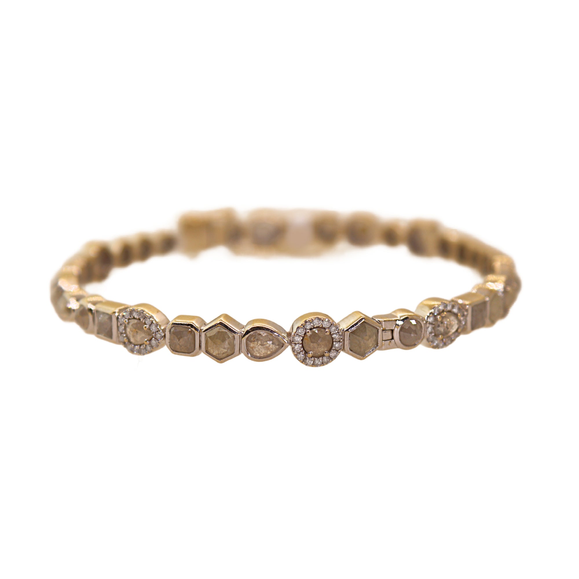 White Gold Mixed Shaped Raw Diamond Bracelet