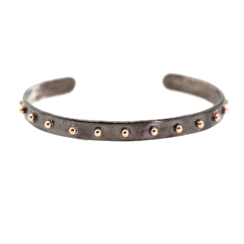 Rhodium Plated Rose Gold Studded Cuff Bracelet