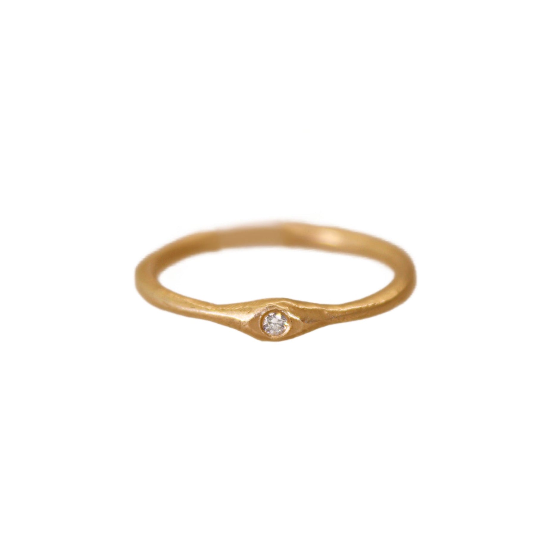 14K Single Diamond Rough Band