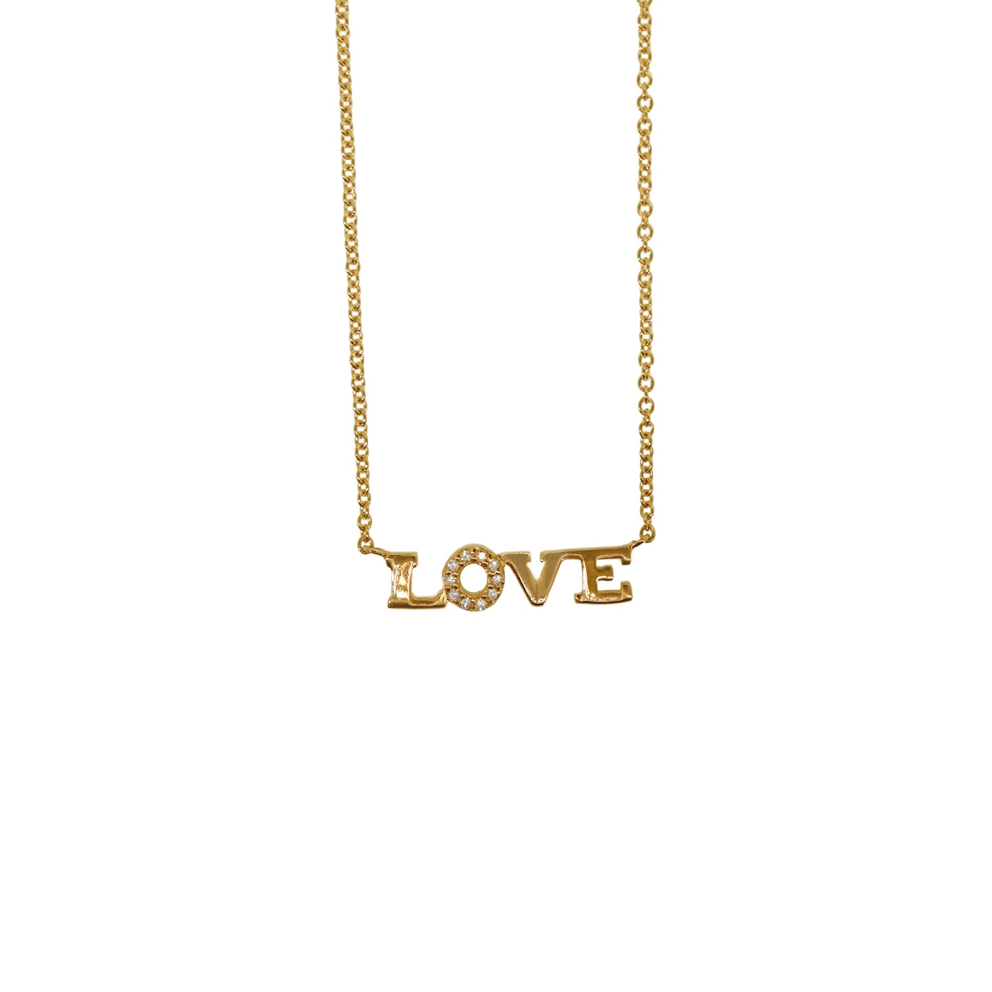 Gold Diamond Mini Love Necklace