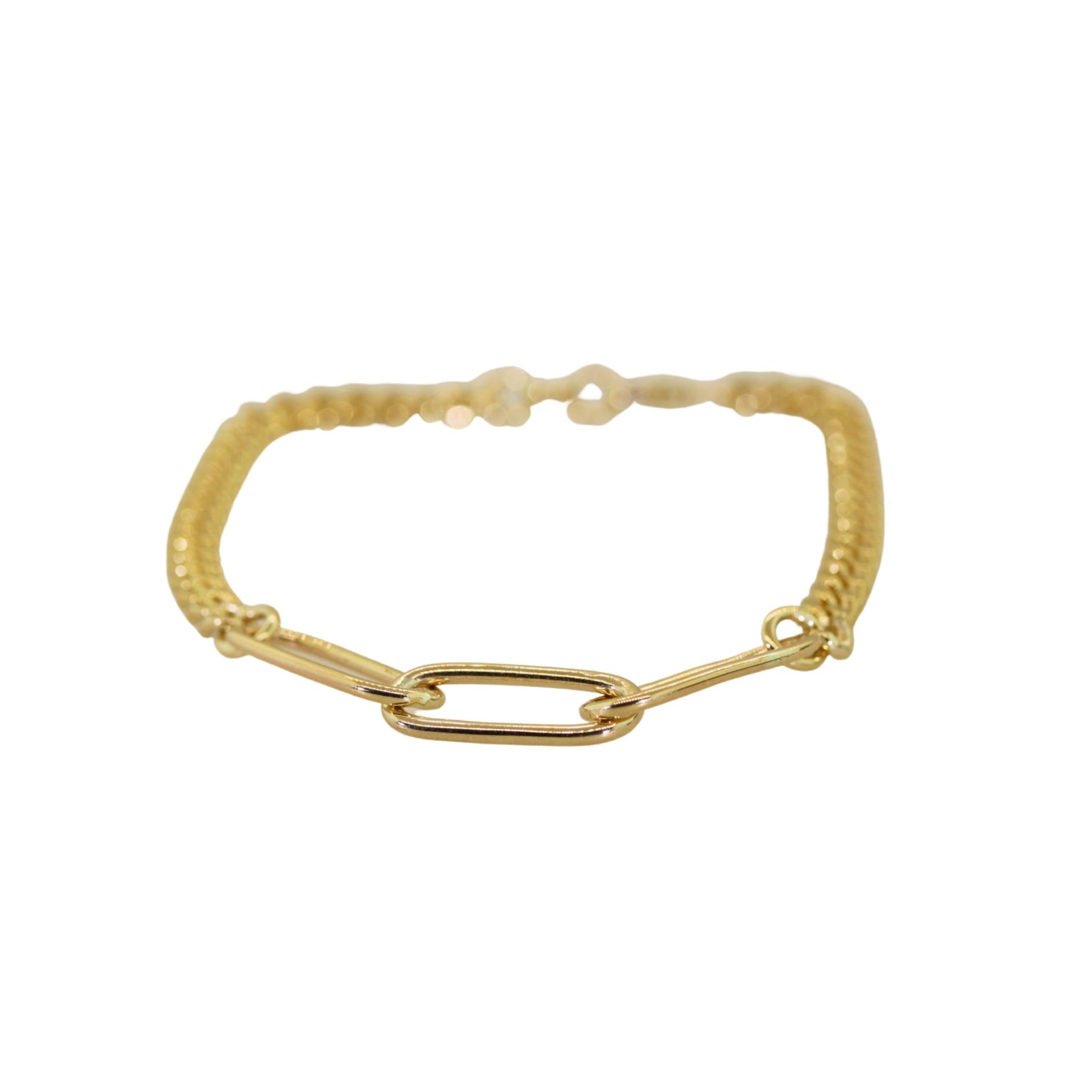 Three Link Yellow Gold Chain Bracelet