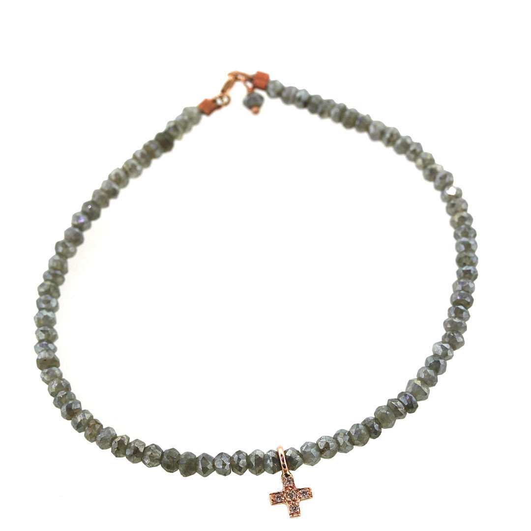 Custom Gray Sapphire & Diamond Cross Bracelet - Houston, Texas