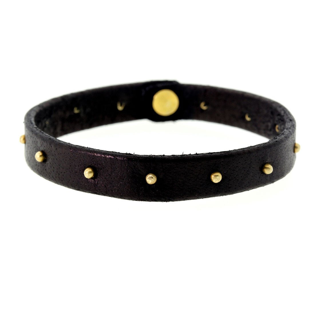 Gold Studded Buffalo Bracelet - Buffalo Leather Bracelet - Rebecca Lankford Designs