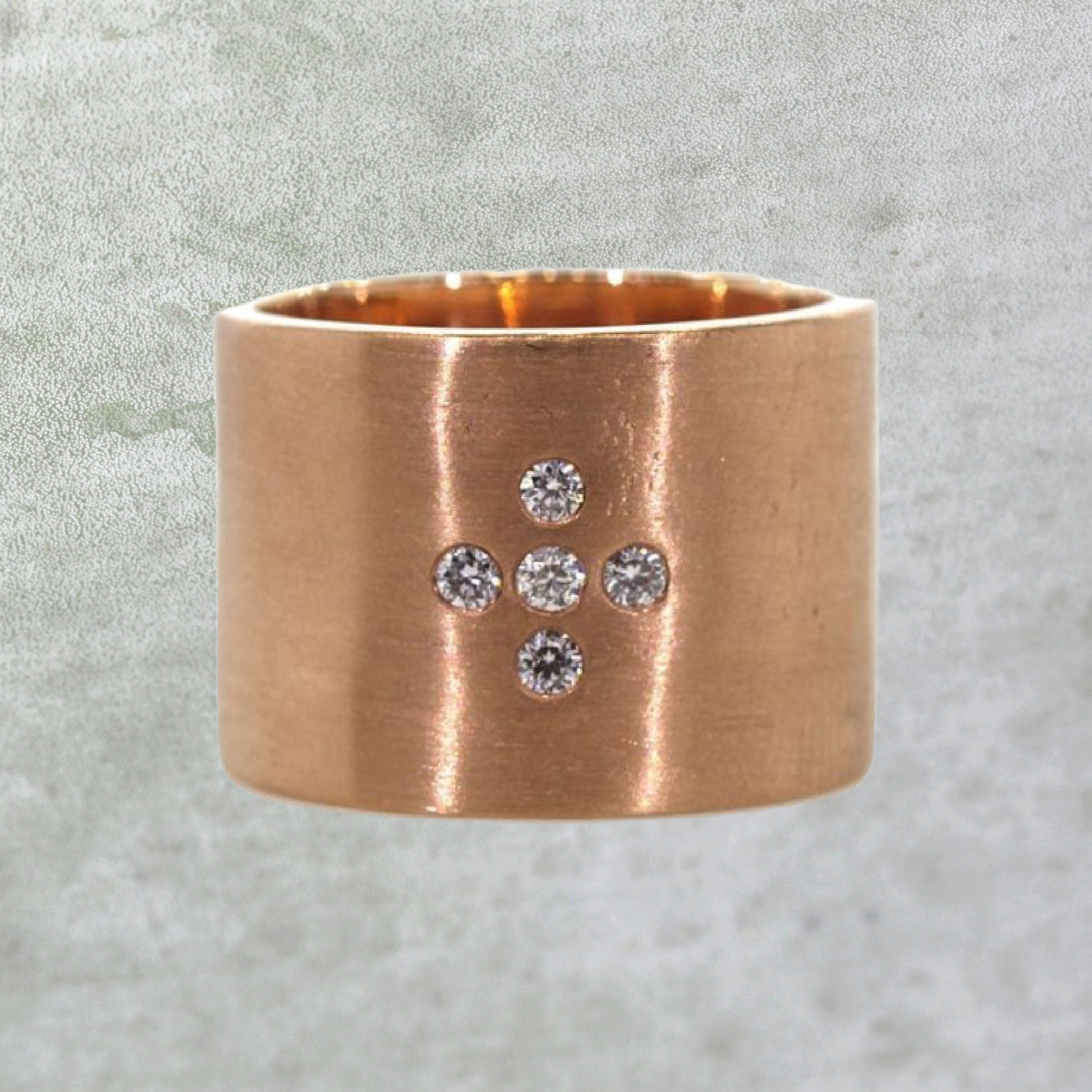 Thick Rose Gold Diamond Cross Ring
