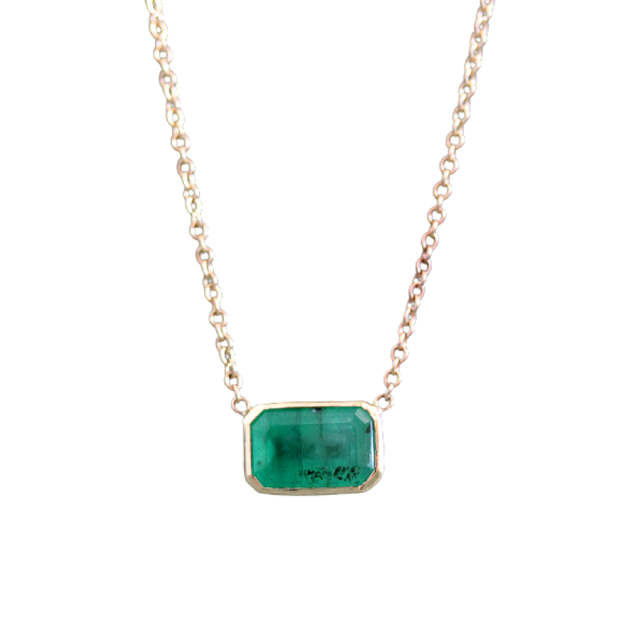 Bezel set Emerald Necklace