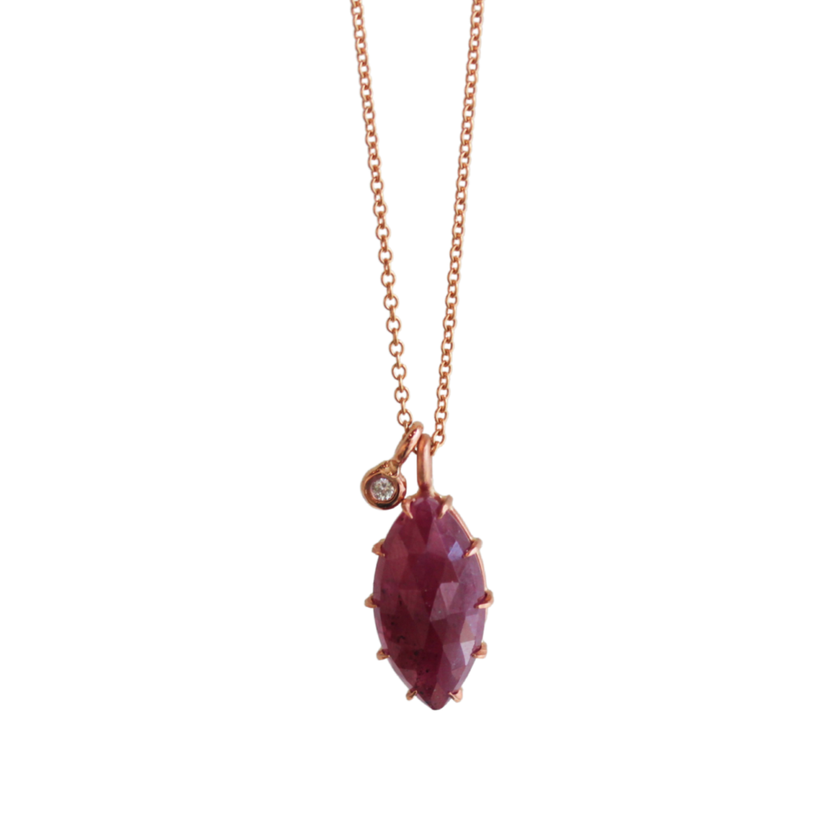 Prong Set Marquise Shaped Ruby Necklace