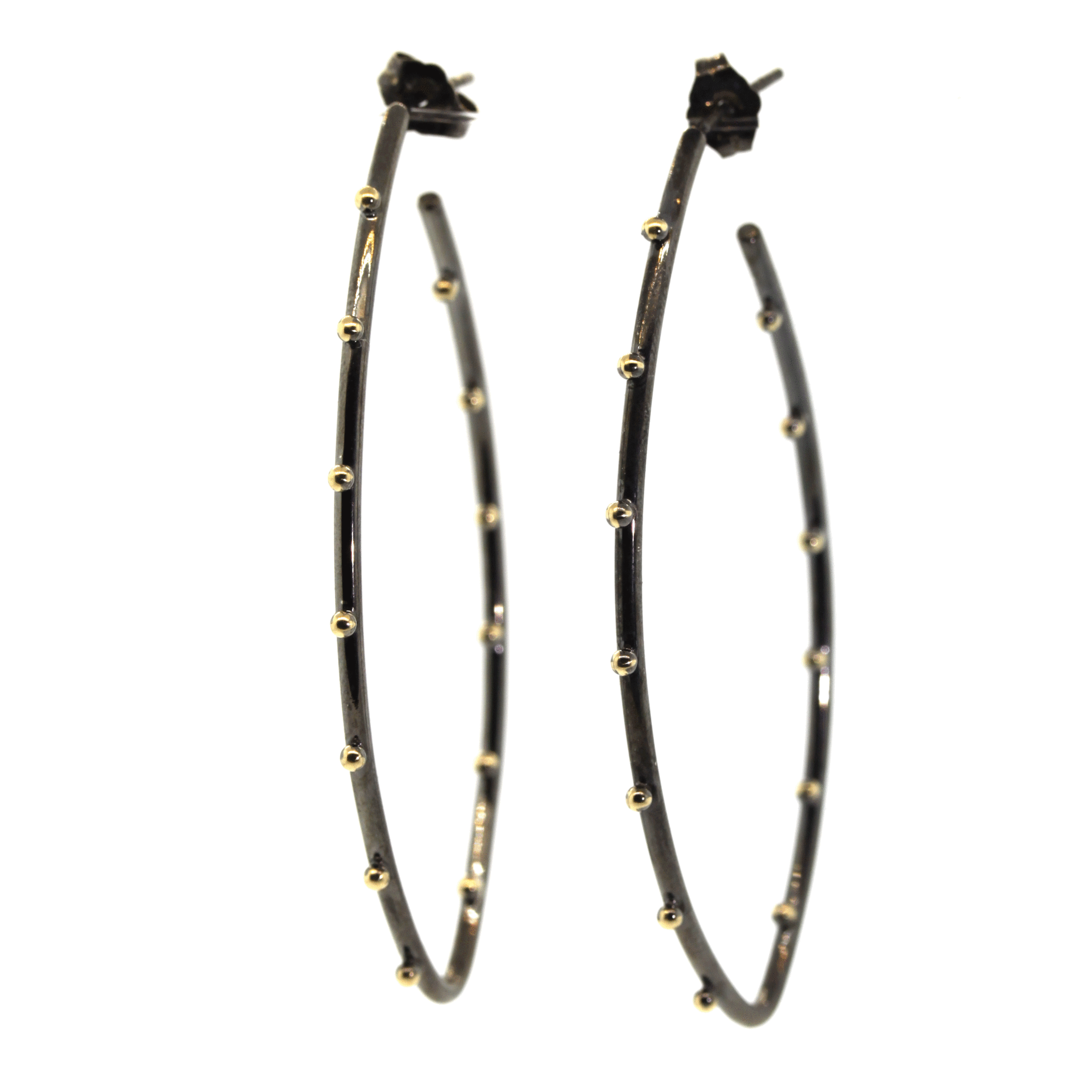 Rhodium Stud Hoop Earrings - Rebecca Lankford Designs