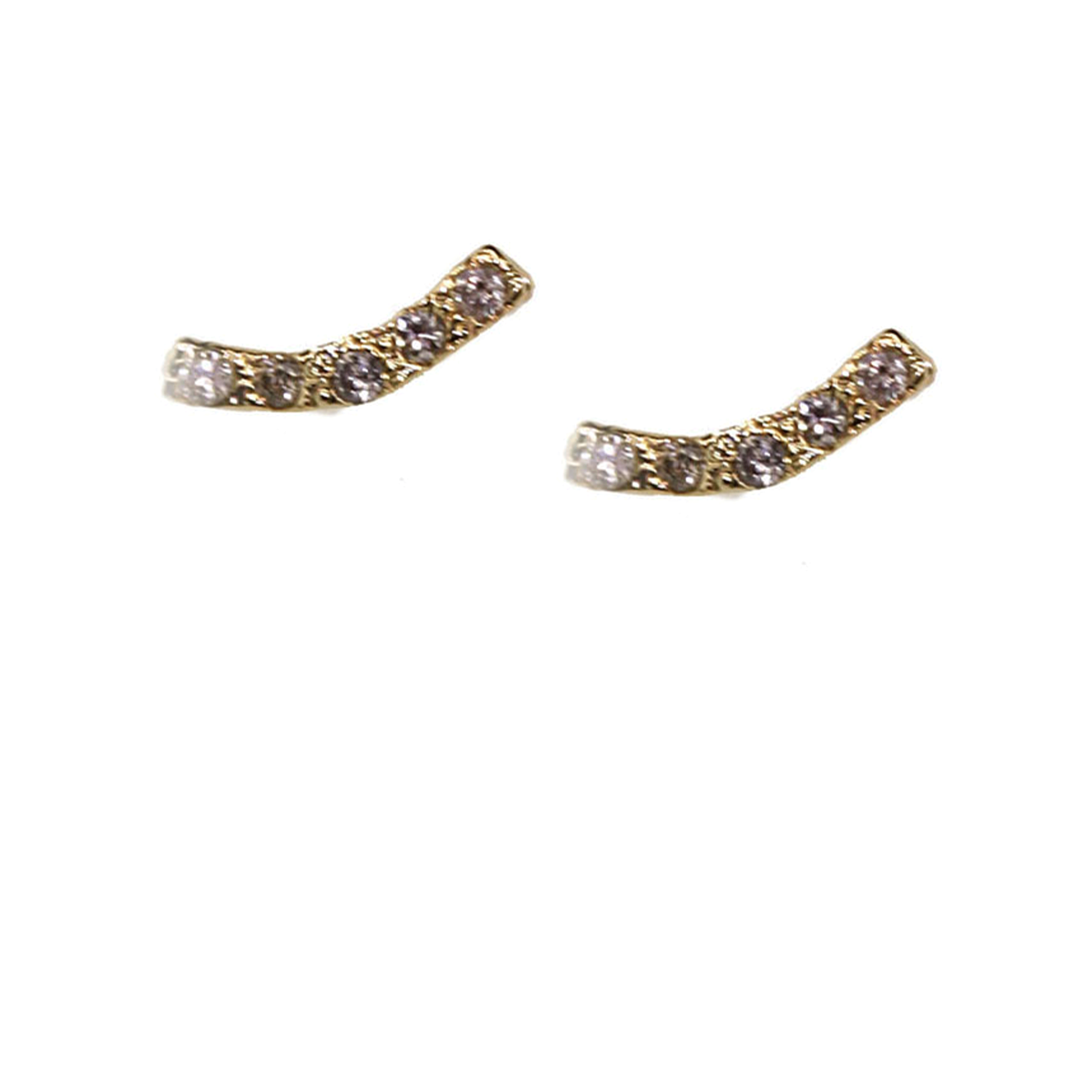 Pave Curved Bar Studs - Gold Stud Earrings - Rebecca Lankford Designs
