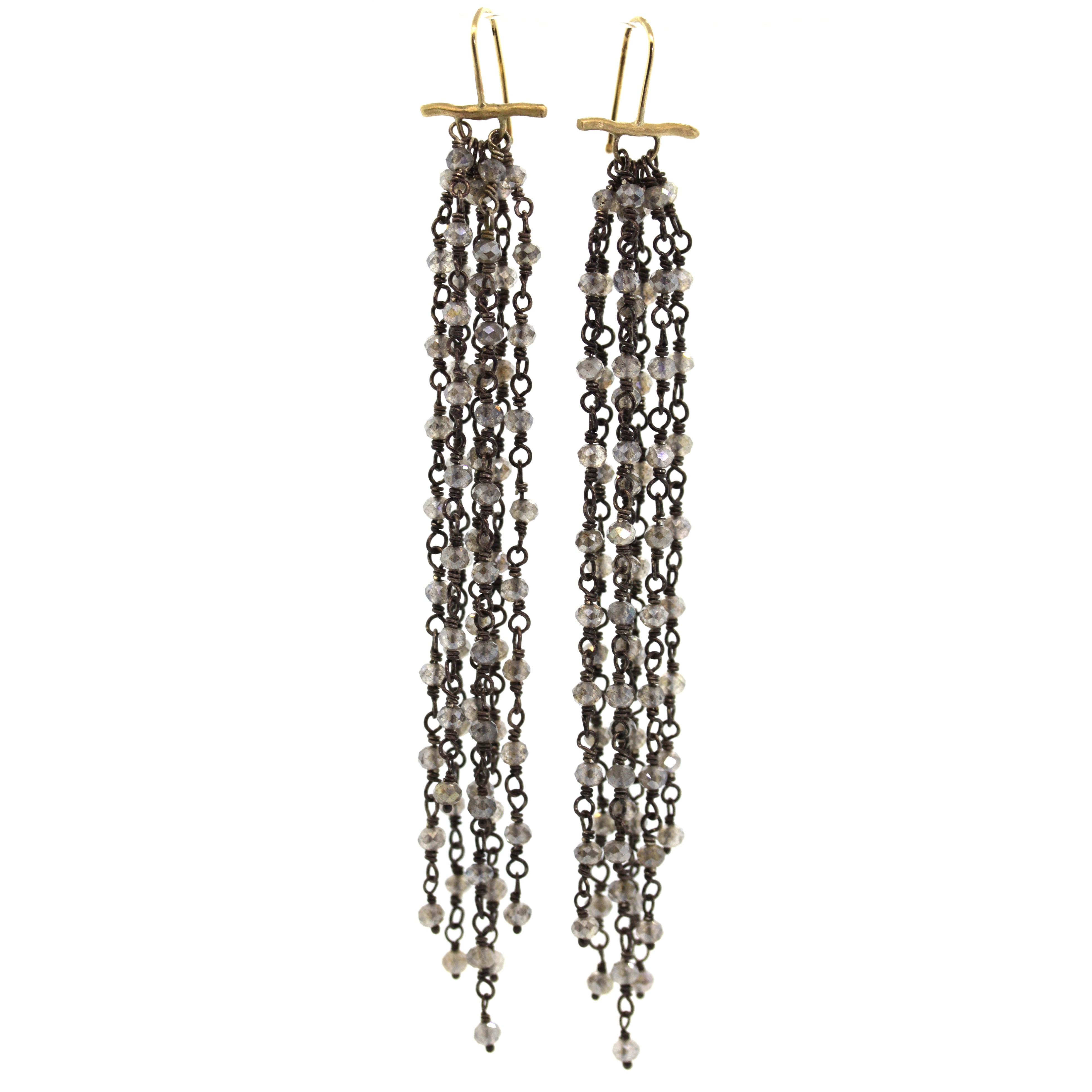 Gold & Labradorite Waterfall Earrings -Rebecca Lankford Designs - Houston, TX