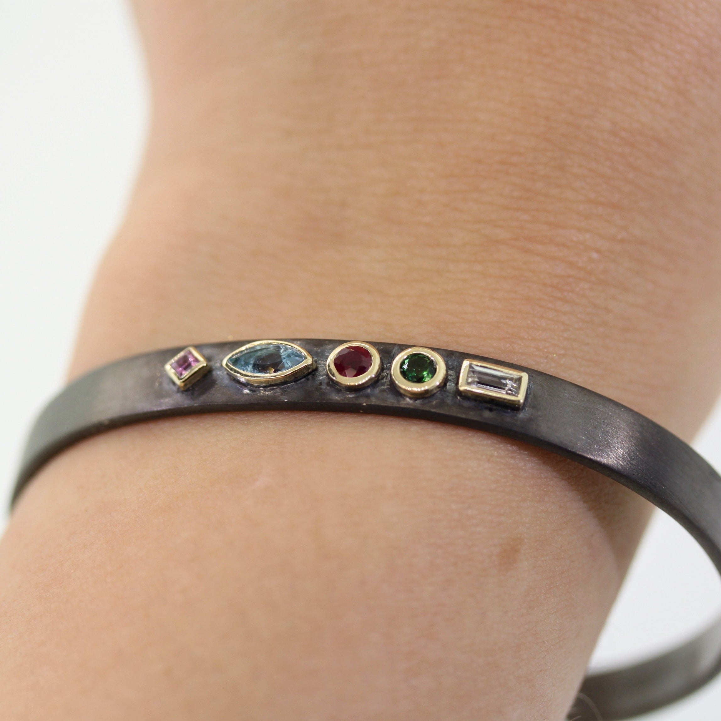 Mixed Gemstone Cuff Bracelet