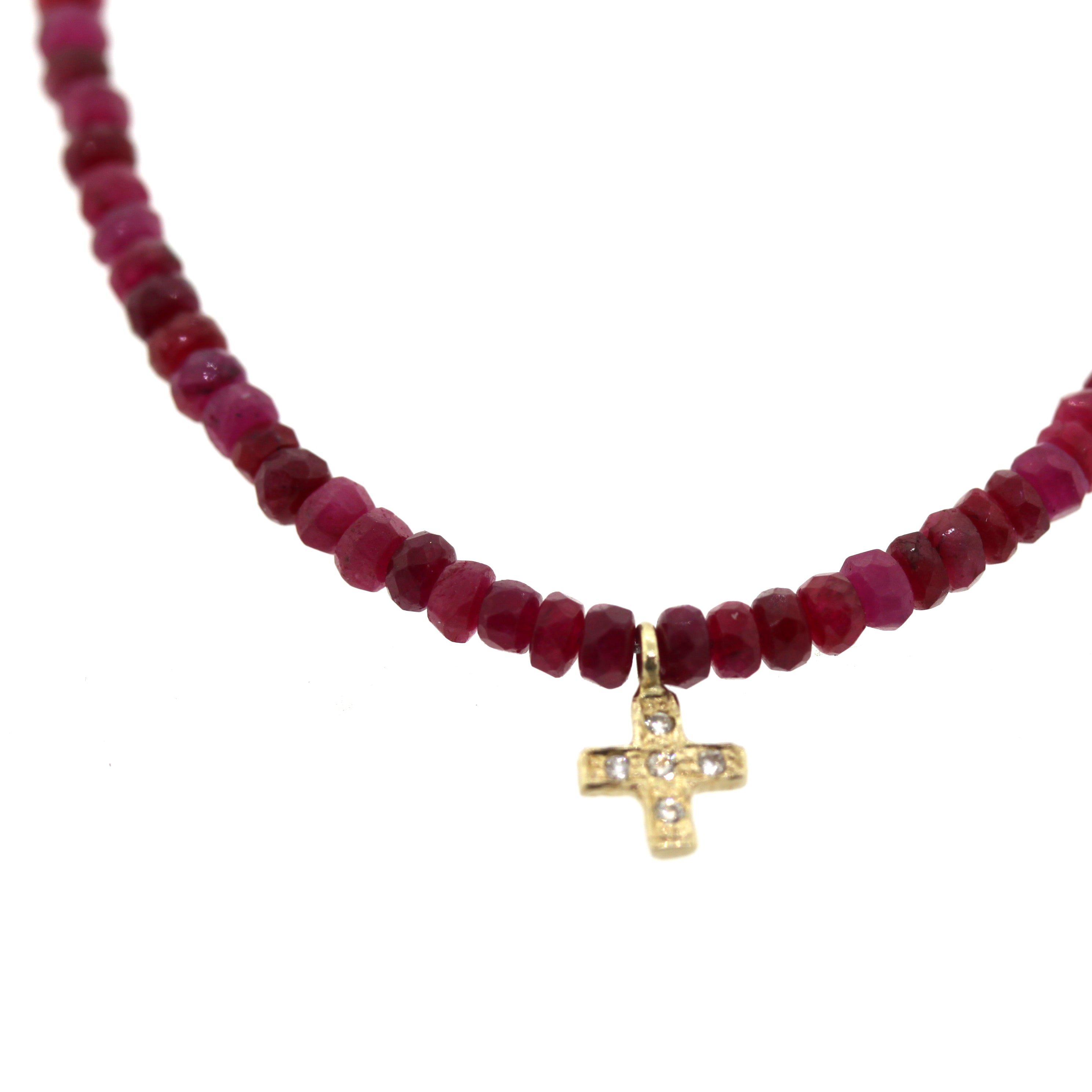 Ruby & Diamond Cross Bracelet- Rebecca Lankford Designs - Houston, TX