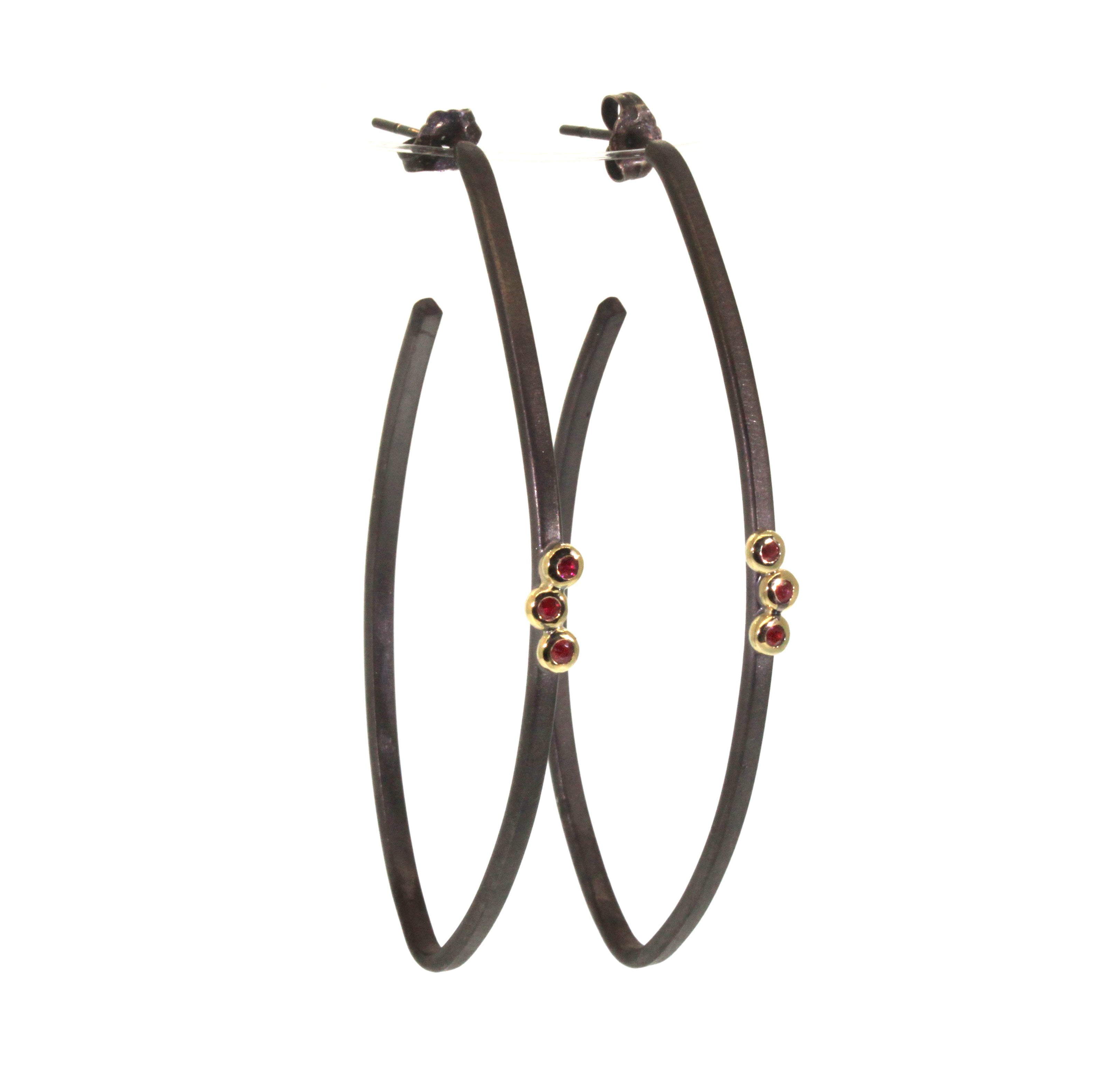 Elongated Ruby Hoops