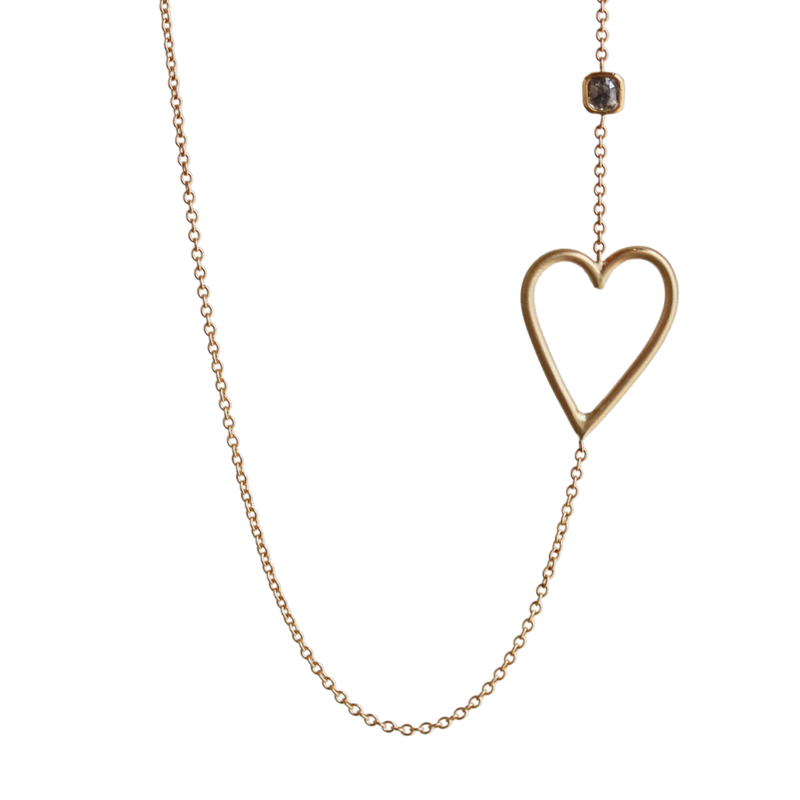 Sideways Heart & Diamond Necklace