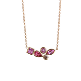 Pink Sapphire & Diamond Cluster Necklace