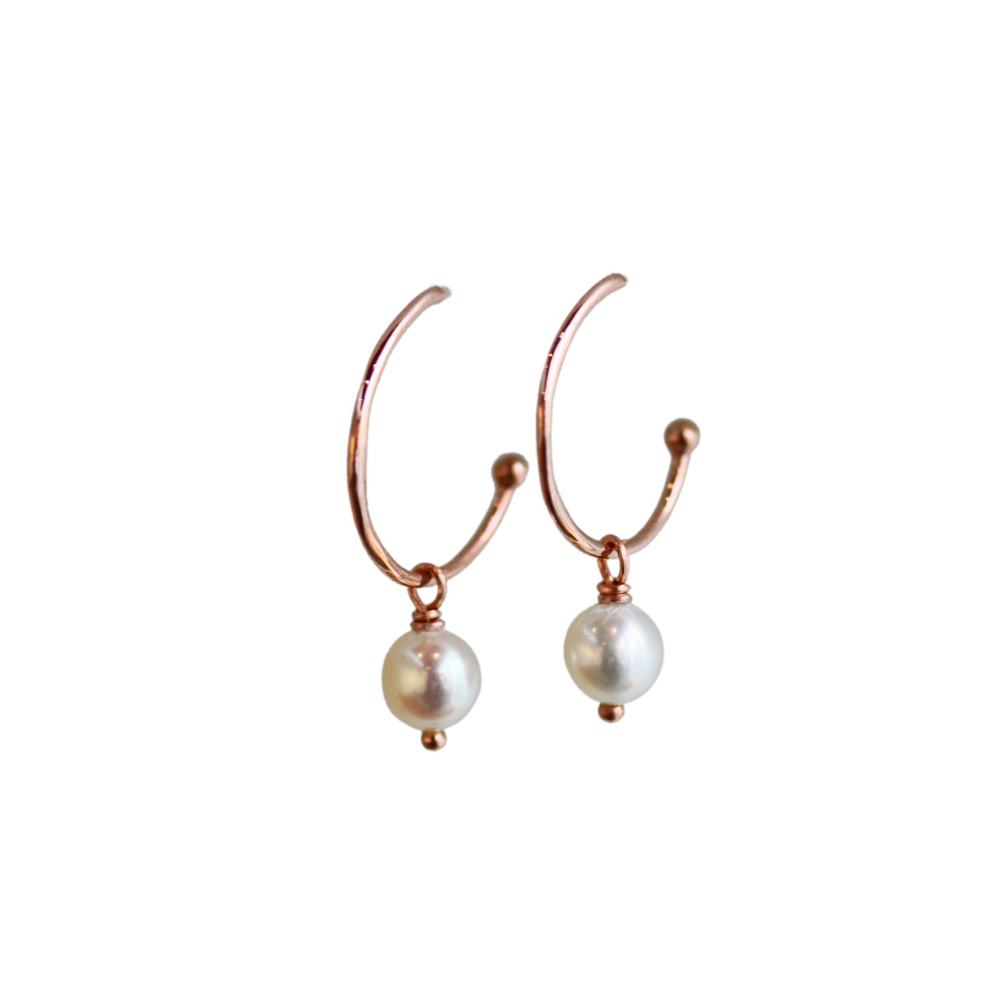Small Pearl Hoop Dangle Earrings