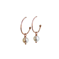 Small Pearl Hoop Dangle Earrings