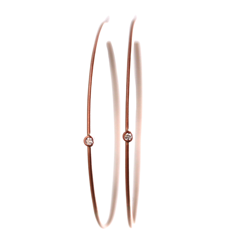 Large Rose Gold Diamond Hoop Earrings