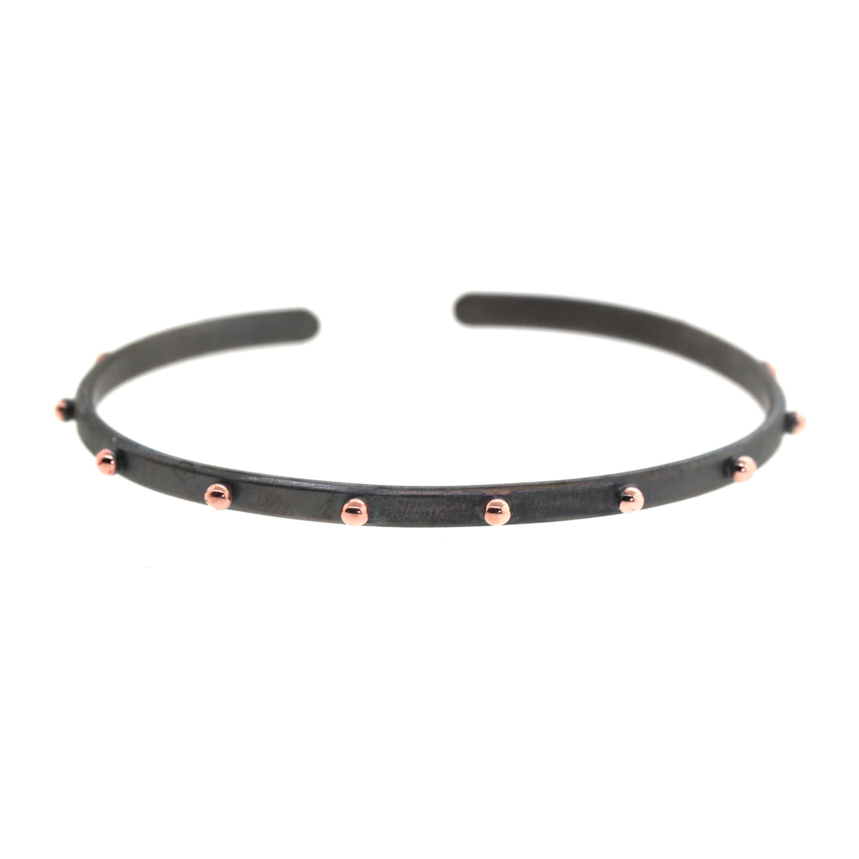 Thin Rhodium Studded Cuff Bracelet