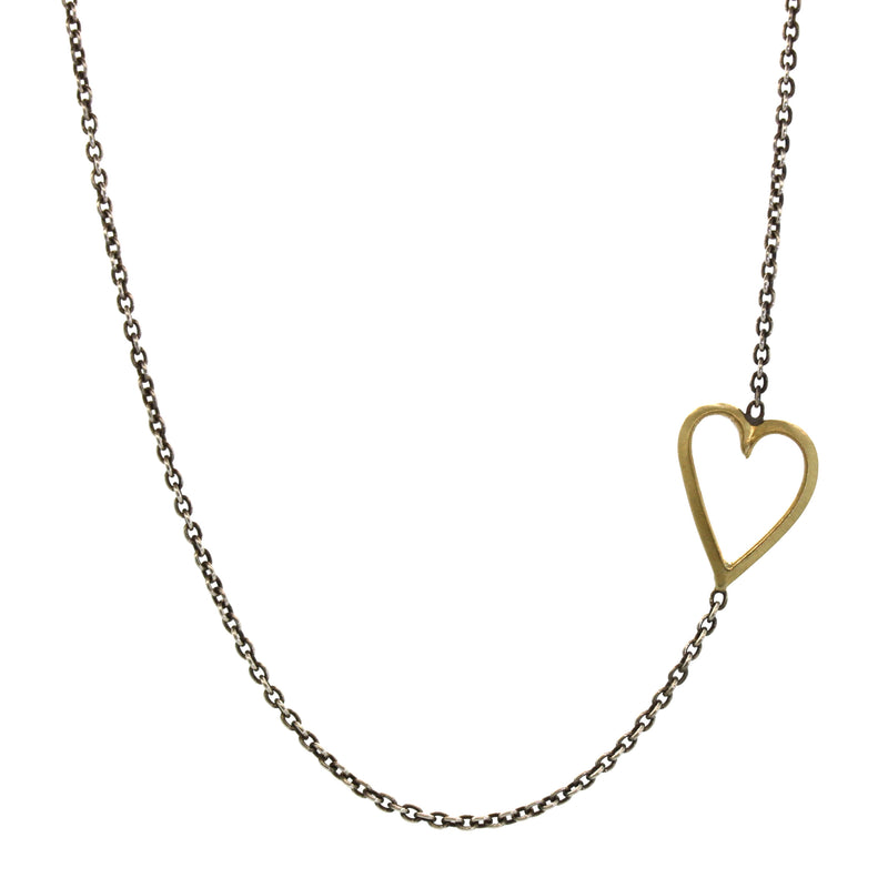 Exaggerated Sideways Heart Necklace - Rebecca Lankford Designs - Houston, TX