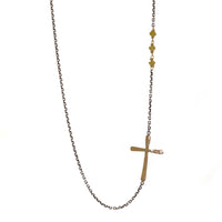 Yellow Diamond Sideways Cross Necklace