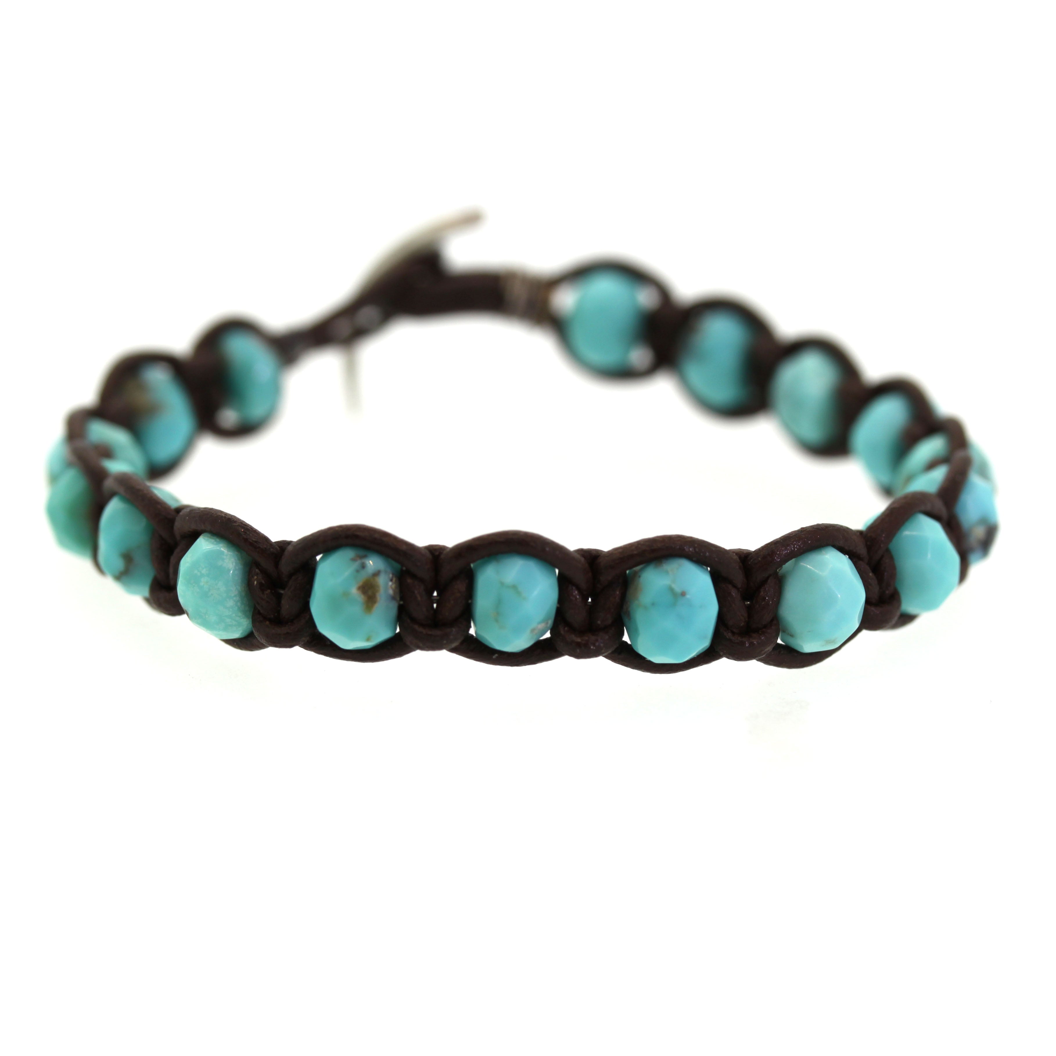 Chunky Turquoise Leather Bracelet  - Rebecca Lankford Designs - Houston, TX