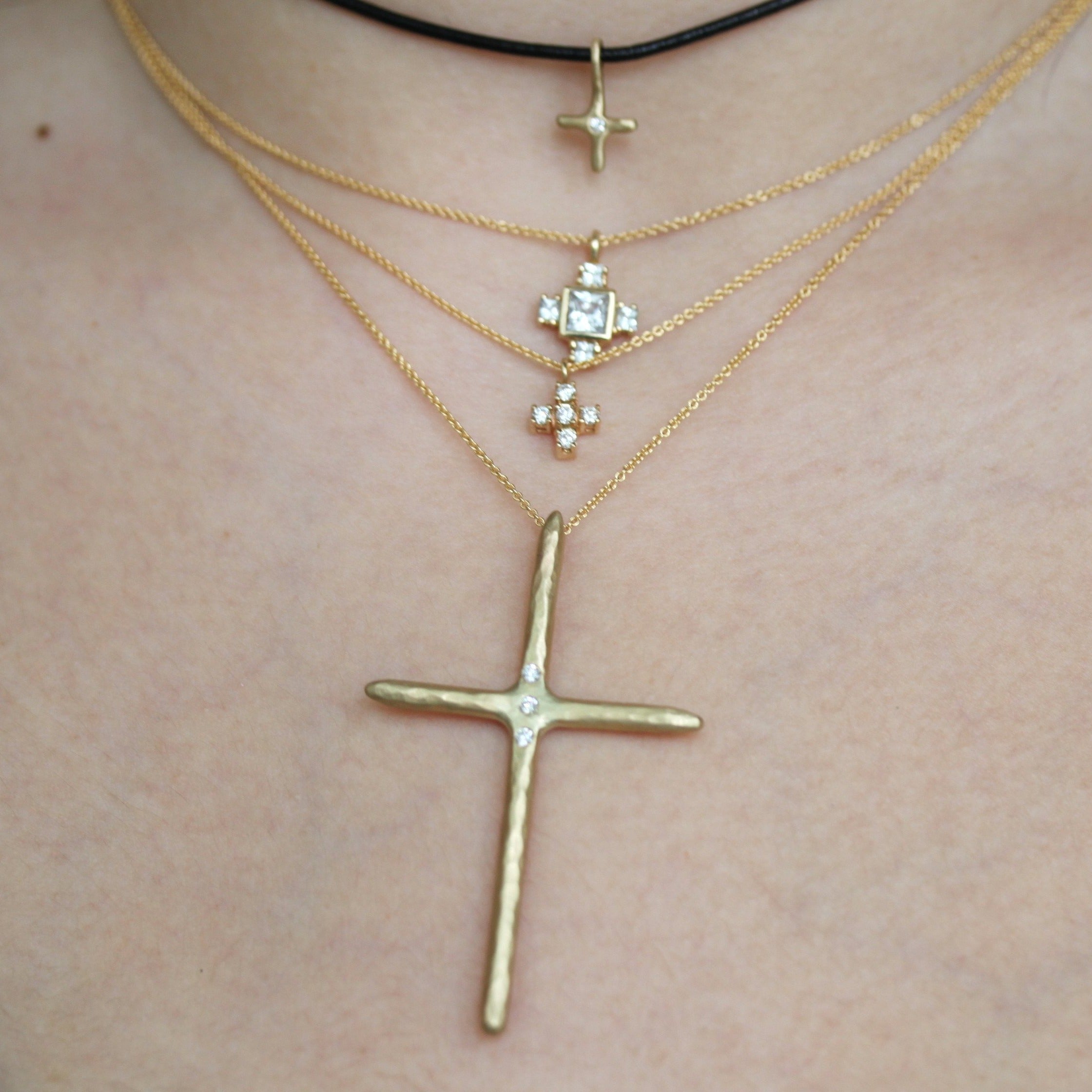 White Sapphire Byzantine Cross Necklace