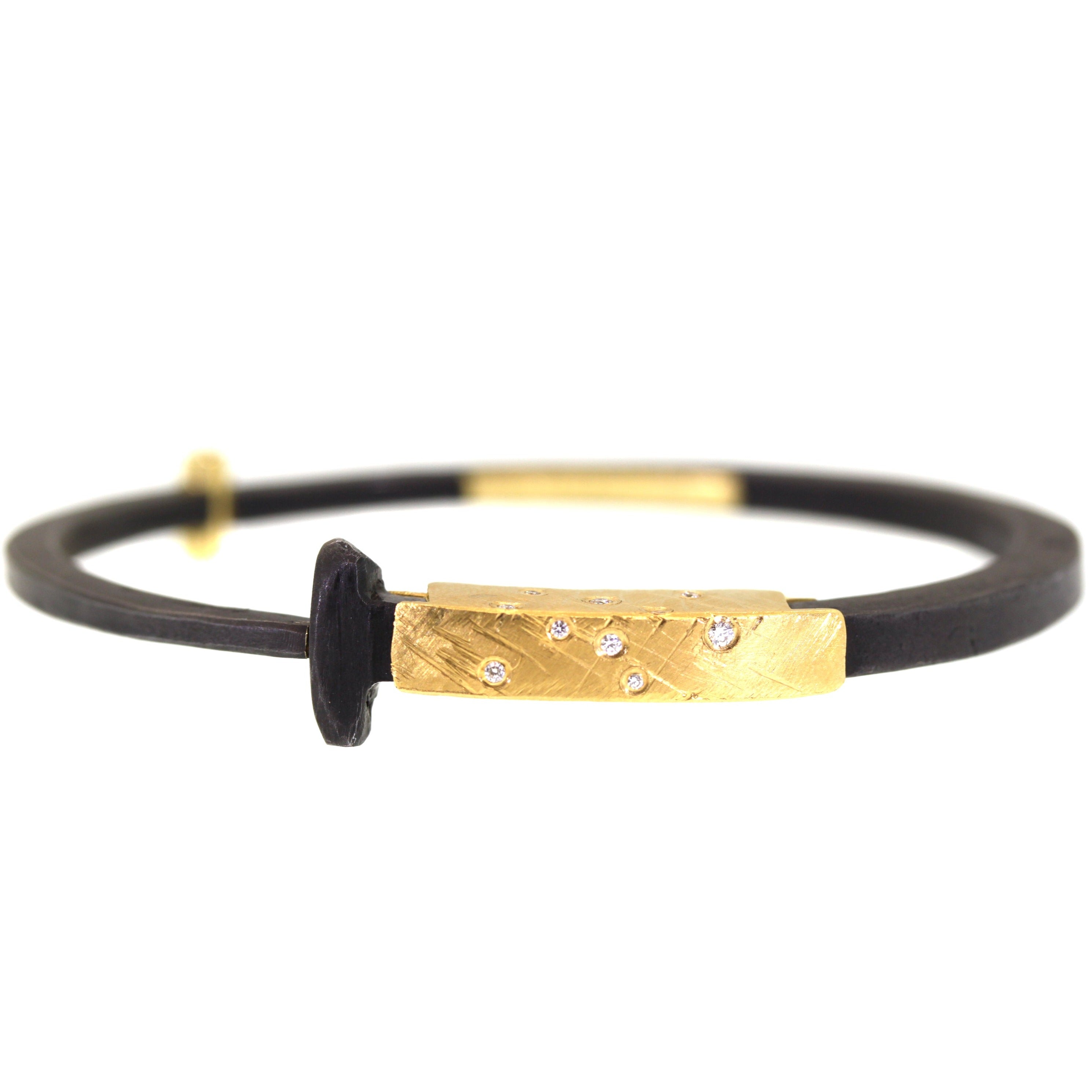 Iron Nail Bracelet with Gold Collar