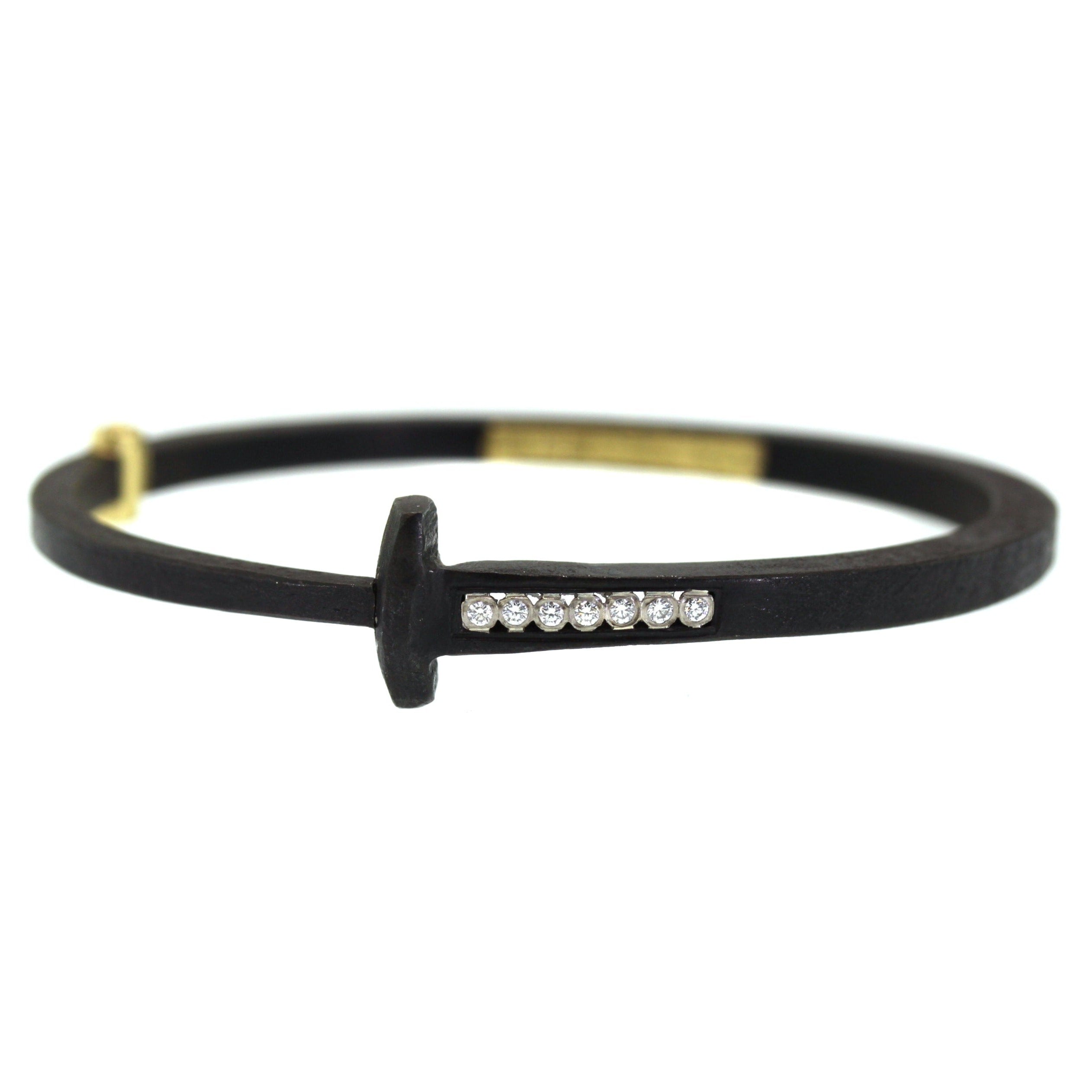 Iron Nail Bracelet with 7 Diamonds
