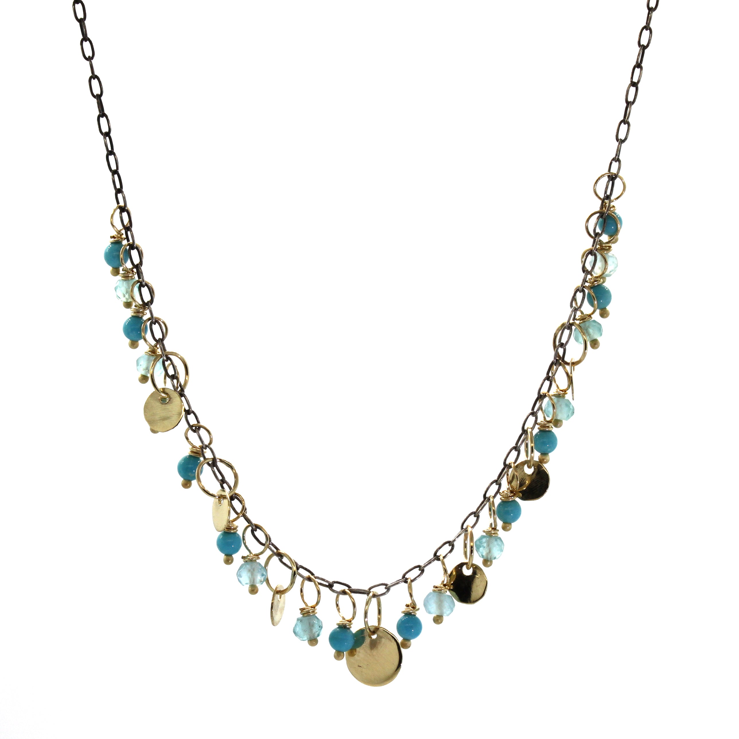 Turquoise and Gold Dangle Necklace