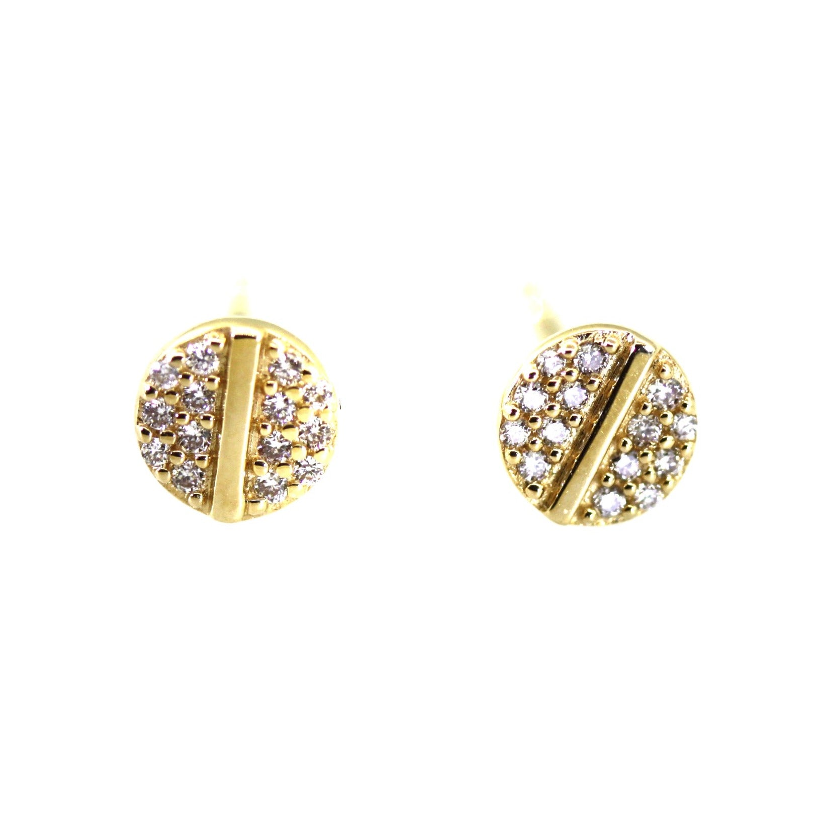 Yellow Gold Diamond Disc Studs